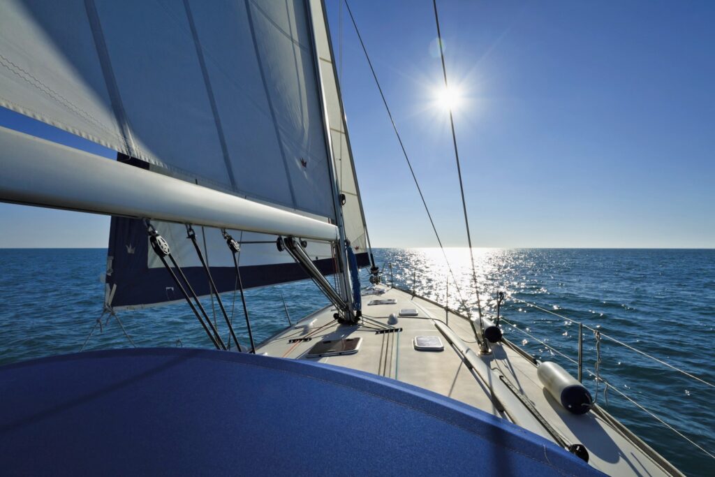 Italy, Sicily, Mediterranean sea, cruising on a sailing boat